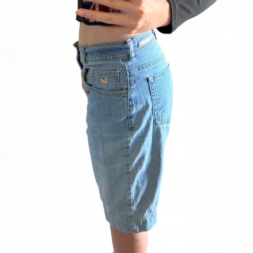 Vintage Denim Jorts with Swan Design 🦢